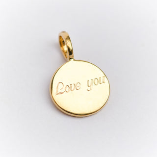 SAMPLE SALE- Star Set Diamond Coin with "Love you" Engraving