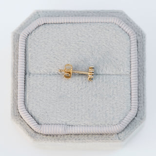 SAMPLE SALE- Blue Sapphire Triple Stone Stud Earring - Single