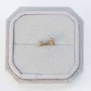 SAMPLE SALE- Blue Sapphire Triple Stone Stud Earring - Single