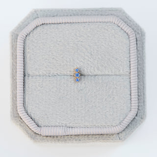 SAMPLE SALE- Blue Sapphire Triple Stone Stud Earring - Single