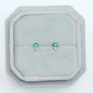 SAMPLE SALE- Emerald and Diamond Stud Earrings