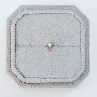 SAMPLE SALE- Pearl and Pink Tourmaline Flat Back Stud Earring