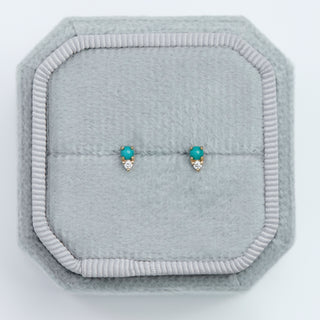 SAMPLE SALE- Turquoise and Diamond Stud Earrings