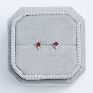 SAMPLE SALE- Ruby and Diamond Stud Earrings