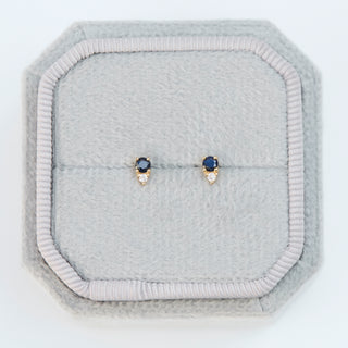 SAMPLE SALE- Sapphire and Diamond Stud Earrings