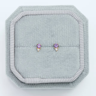 SAMPLE SALE- Amethyst and Diamond Stud Earring