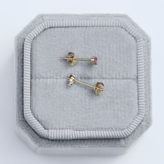 SAMPLE SALE- Pink Tourmaline and Diamond Stud Earrings - Pair