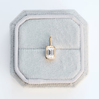 SAMPLE SALE-Moissanite Emerald Cut Bezel Charm