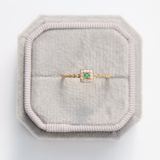 SAMPLE SALE- Emerald & Diamond Deco Chain Ring - UK Size L