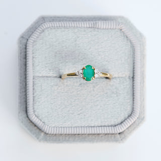 SAMPLE SALE- Imogen Ring In Emerald and Diamond - 18k YG - Size UK L 1/2