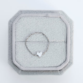SAMPLE SALE- White Gold Chain Heart Ring - Size UK P