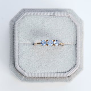 SAMPLE SALE- Blue Sapphire Trio Ring - Size UK N 1/2