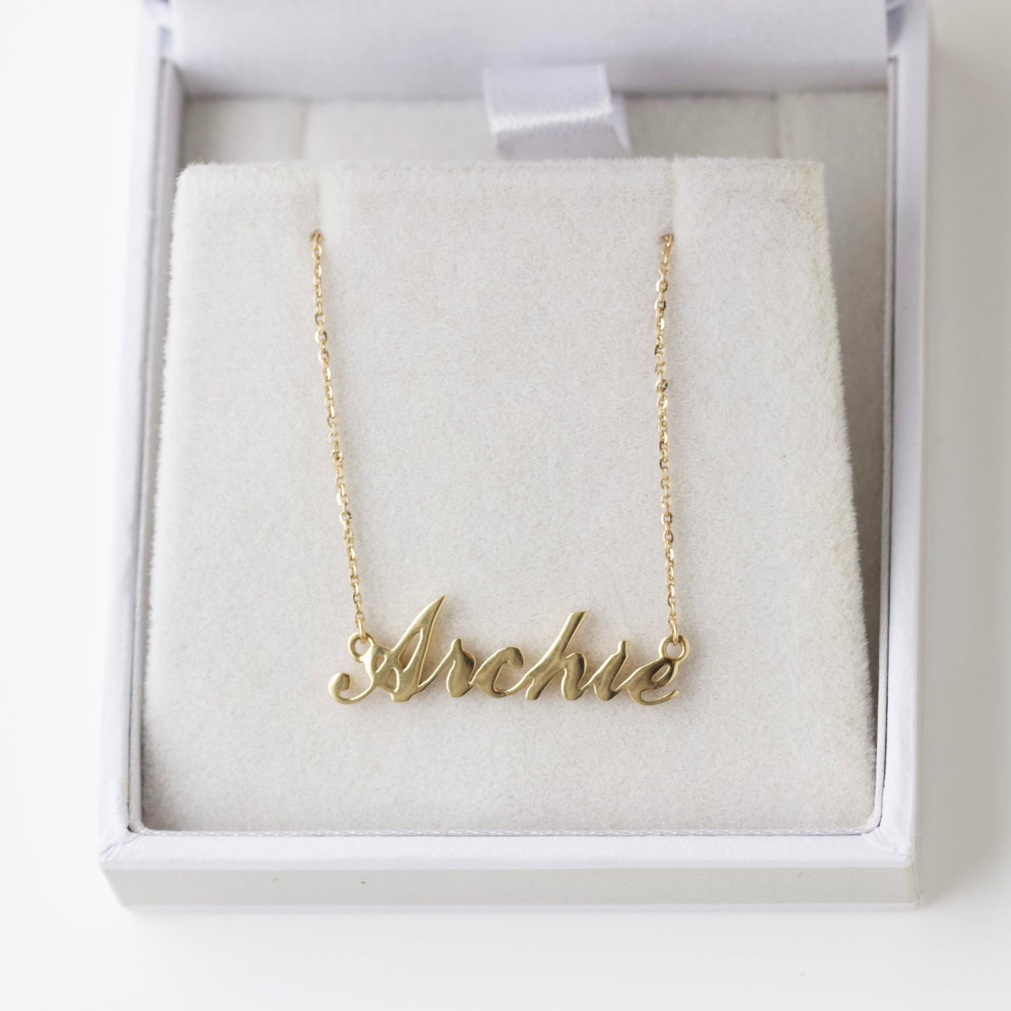 SAMPLE SALE - Archie Name Necklace in 9k Solid Yellow Gold