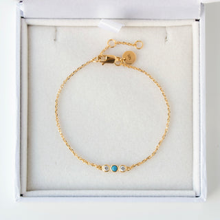 SAMPLE SALE- Turquoise and CZ Bezel Set Bracelet