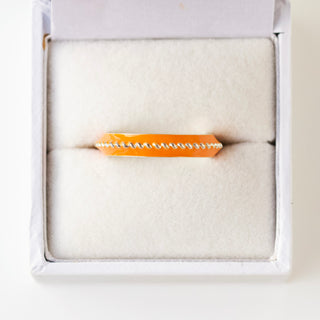 SAMPLE SALE- Orange Enamel Bobble ring - Size Uk O