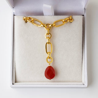 SAMPLE SALE- Chunky Lariat Necklace with Carnelian Pendant