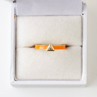 SAMPLE SALE- Orange Enamel And CZ Ring - Size UK L