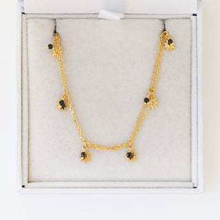SAMPLE SALE-Black Double Chain Star Necklace
