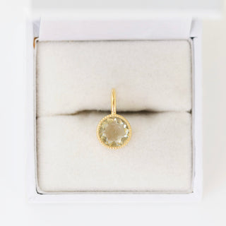 SAMPLE SALE-Gold Green Amethyst Round Pendant Charm