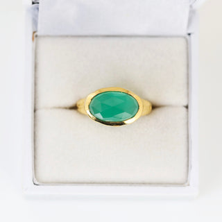 SAMPLE SALE- Faceted Green Onyx Statement Ring - UK Size L 1/2