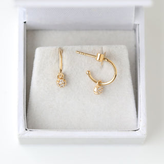 SAMPLE SALE- Drop Hoops with CZ