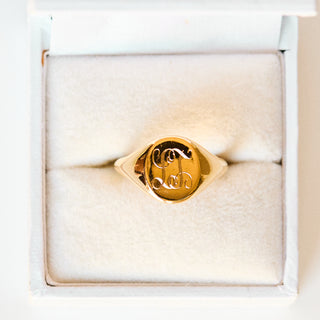 SAMPLE SALE- Chunky LT Engraved Signet Ring - UK Size L