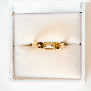 SAMPLE SALE-  Star Set Ring Green Amethyst - UK Size L