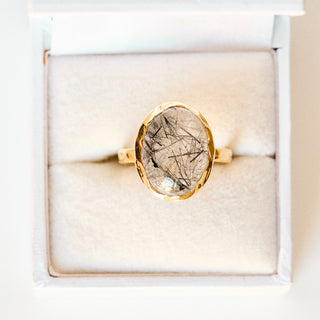 SAMPLE SALE- Rutilated Quartz Molten Statement Ring - UK Size O