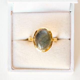 SAMPLE SALE- Labradorite Molten Statement Ring - UK Size O
