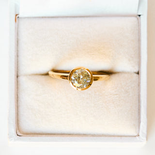 SAMPLE SALE- Blue Moissanite Bezel Set Ring - UK Size O