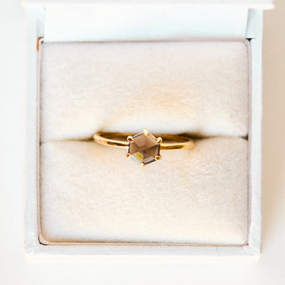 SAMPLE SALE- Smokey Quartz Hexagon Ring - UK Size O