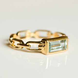 SAMPLE SALE- Blue Topaz Chain Ring - UK Size O