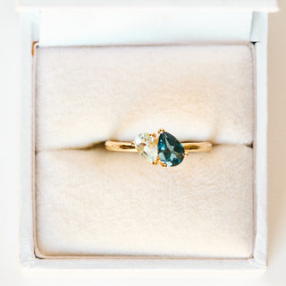 SAMPLE SALE- Blue Topaz You & Me Ring - UK Size O