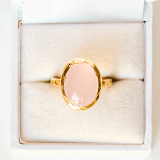 SAMPLE SALE- Rose Quartz Molten Statement Ring - UK Size O