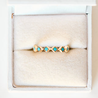 SAMPLE SALE- Turquoise Diamond Stacker - UK Size O
