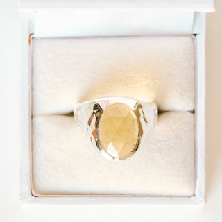 SAMPLE SALE- Chunky Champagne Quartz Ring - Uk Size O