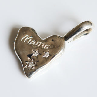 SAMPLE SALE- Silver Heart Mama Pendant with Opening Bail