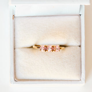 SAMPLE SALE- Pink Saphire Trilogy Ring - UK Size O