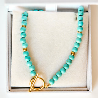 SAMPLE SALE- Turquoise Beaded T-Bar Necklace