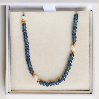 SAMPLE SALE- Tumbled Iolite and Pearl Necklace