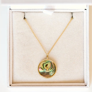 SAMPLE SALE- Gold Abalone Night Sky Necklace