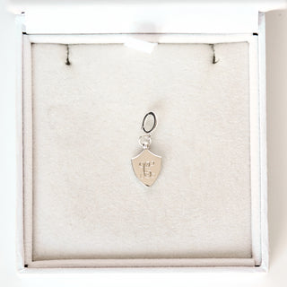 SAMPLE SALE- Silver Shield Charm Engraved with 'C'