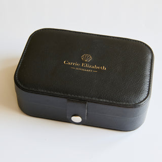 SAMPLE SALE- Black Leather Look Jewellery Box with Linen Interior
