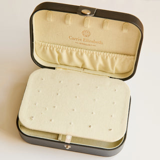 SAMPLE SALE- Black Leather Look Jewellery Box with Linen Interior