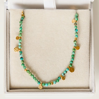 SAMPLE SALE- Turquoise Coin Droplet Necklace