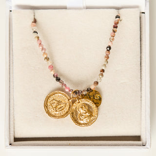 SAMPLE SALE- Multi Agate Coin Necklace