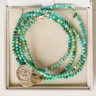 SAMPLE SALE- Turquoise Coin Necklace in Silver