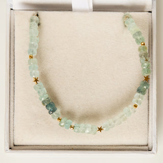 SAMPLE SALE- Moss Aqua Beaded Star Necklace