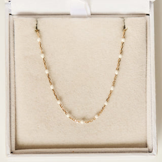 SAMPLE SALE- White Enamel Beaded Necklace