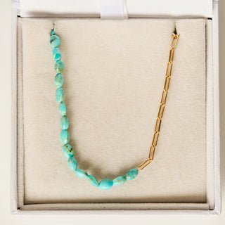 SAMPLE SALE- Turquoise Paperclip Chain Necklace